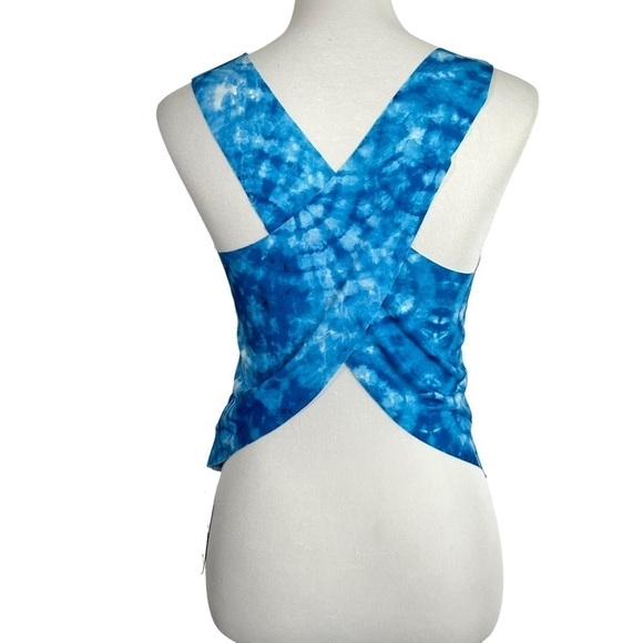 Onzie Flow Womens Yoga Pura Vida Tie Dye Tank Top One Size Blue Cross Back - Picture 2 of 10